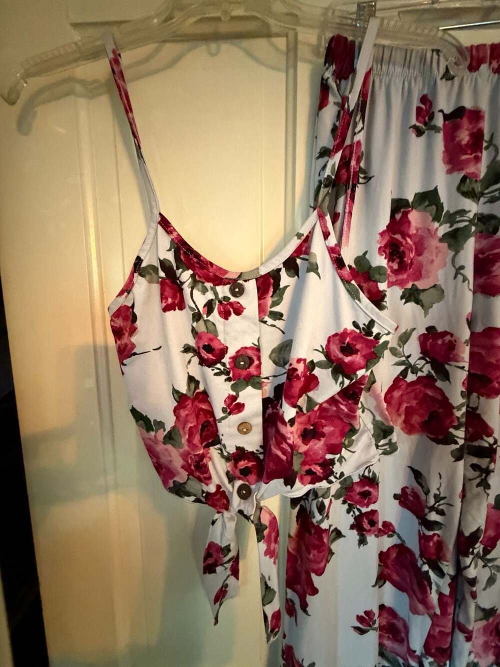 Arabella Floral Two-Piece Set White Red Roses - Picture 2 of 9